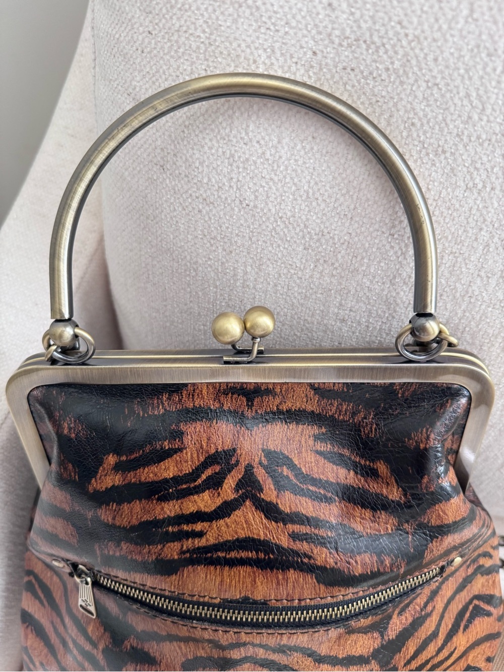 Patricia Nash Tiger Print Brown Leather Crossbody Bag - Picture 7 of 7